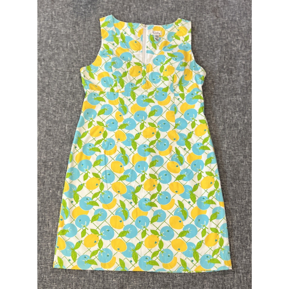 Lilly Pulitzer Blueberry Lemon Shift Dress Sleeveless V-Neck Size 18 Vintage